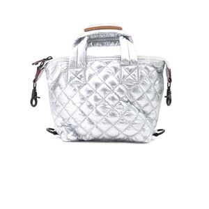 Silver Quilted Women's Bag With Crossbody Strap